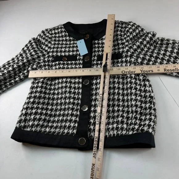Ann‎ Taylor Petite Houndstooth Tweed Jacket Black White Size XSmall New With Tag - Picture 7 of 8